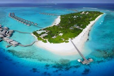 Le Six Senses Laamu, situ sur l'le d'Olhuveli, au sud de l'archipel des Maldives